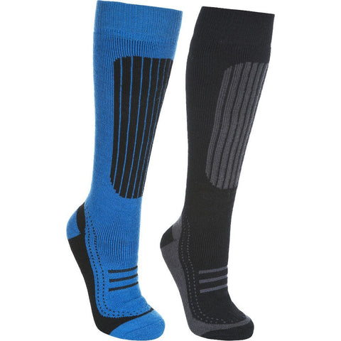 Trespass Langdon Mens Ski Socks (2 Pair Pack) - Black/Blue